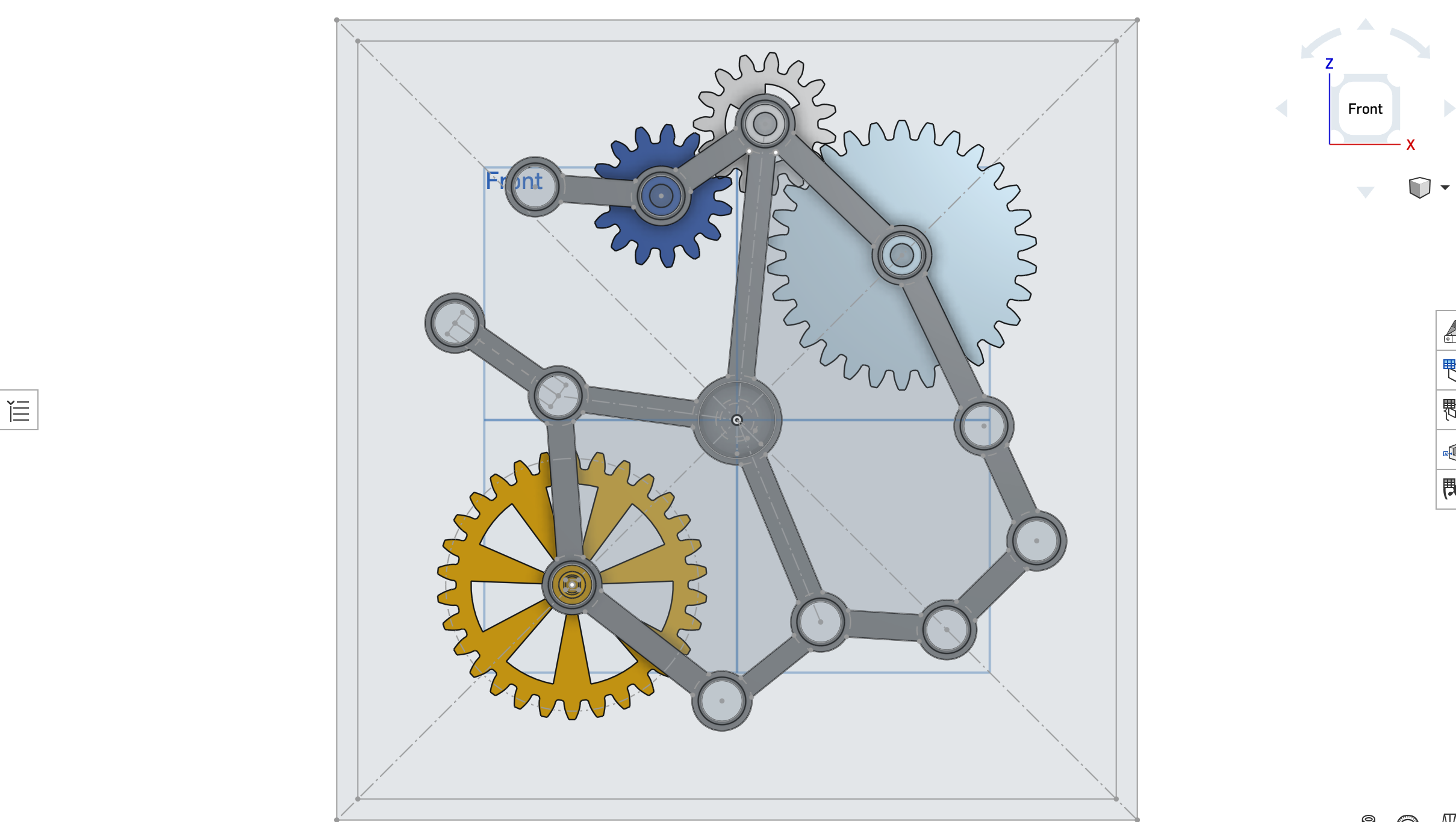 Onshape model of the gears, back view