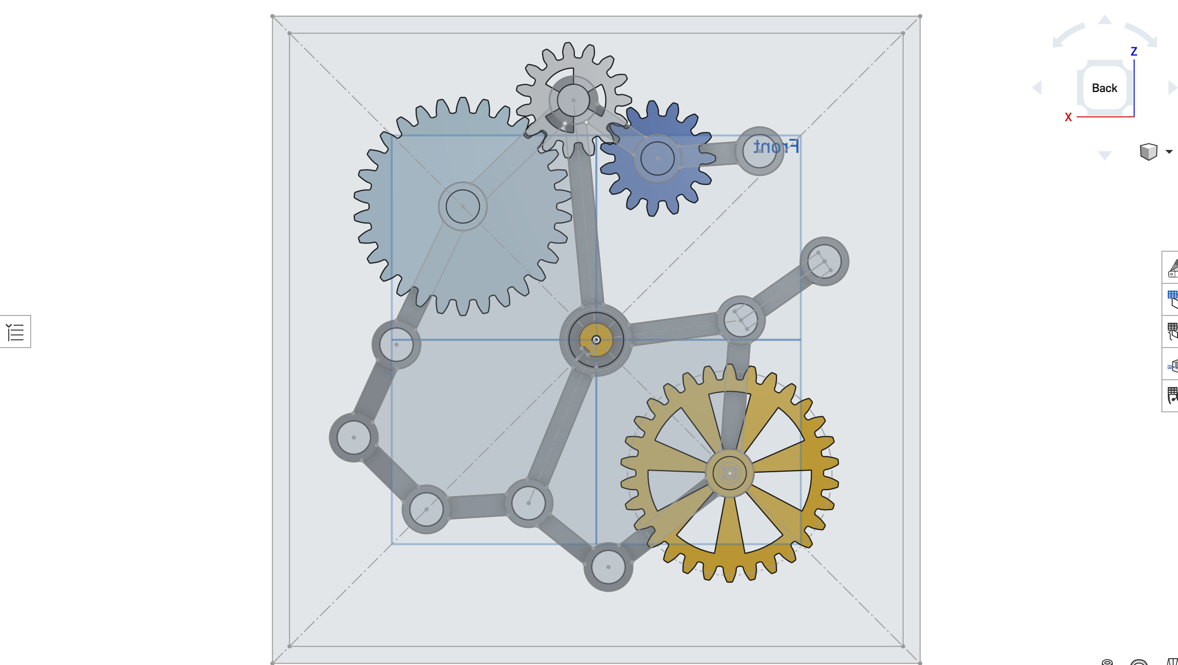 Onshape model of the gears, front view
