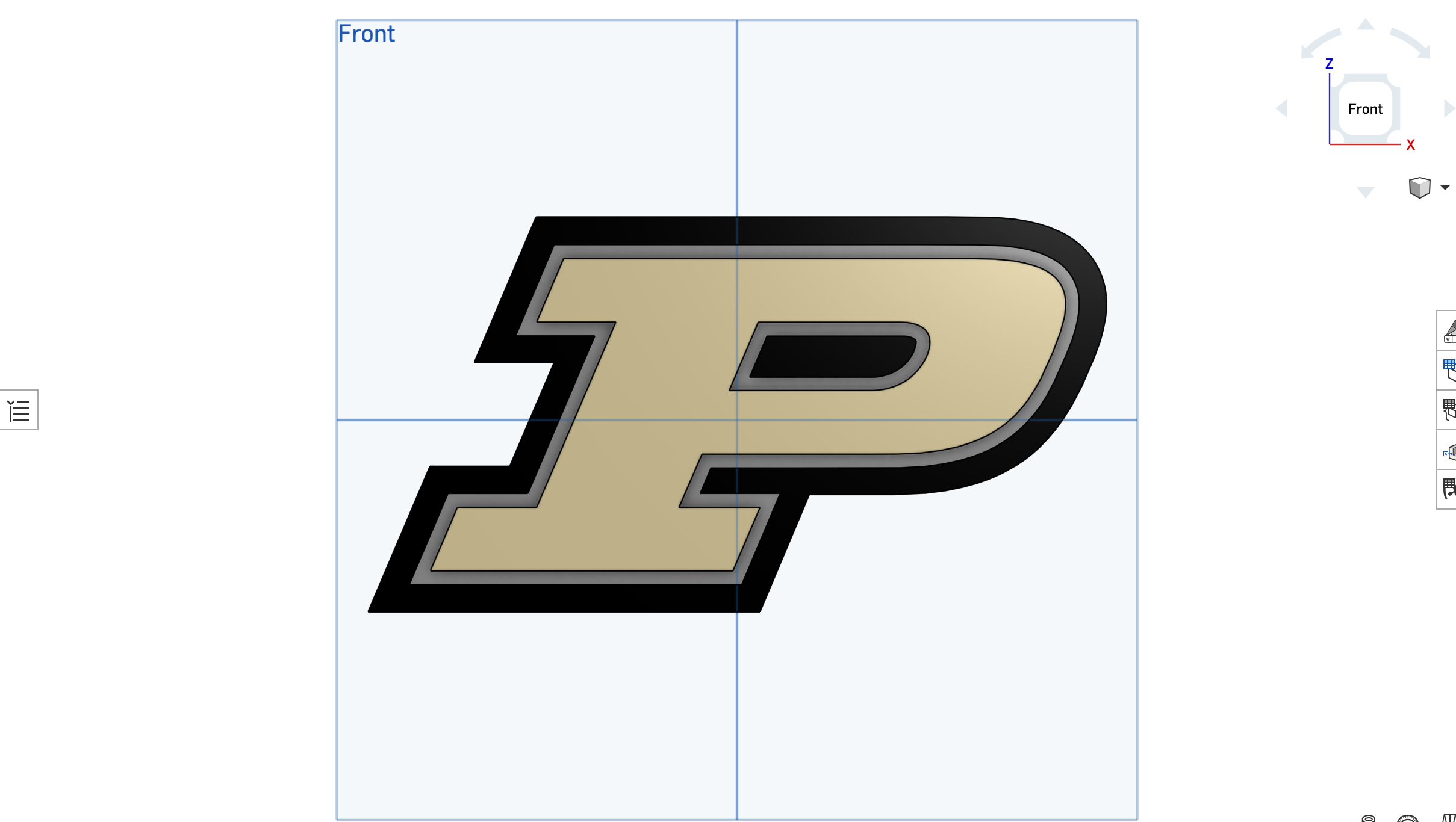 Onshape model of the graduation cap logo, front view