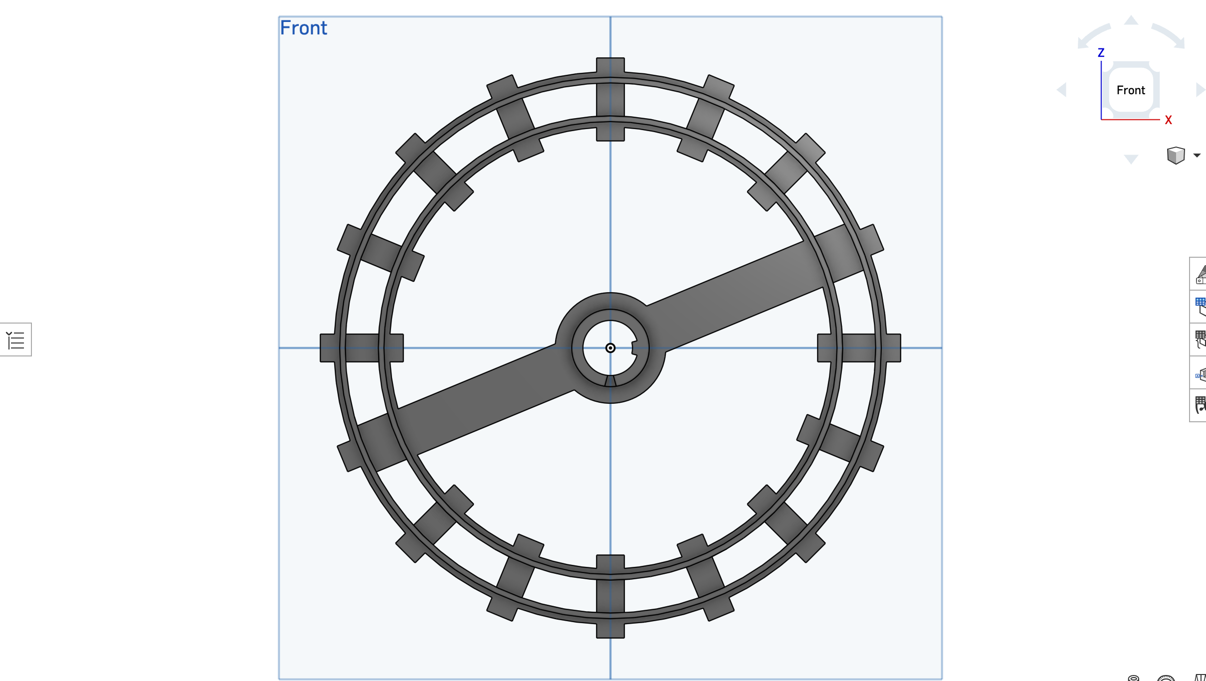 Onshape model of the rail, front view