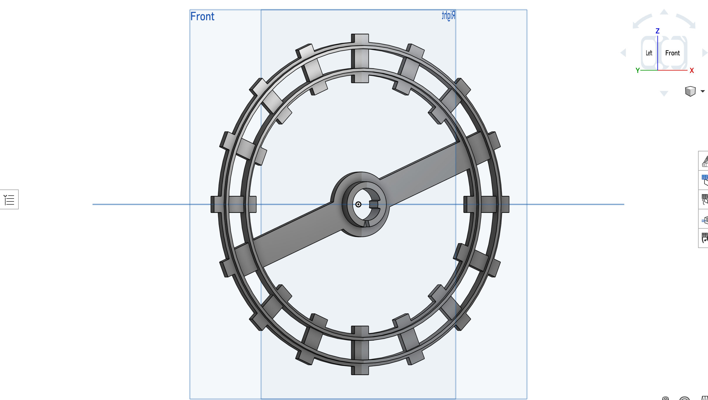 Onshape model of the rail, isometric view